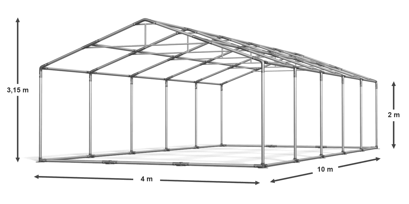 Namiot Imprezowy Biały 4x10 Wodoodporny 560 g/m2 Plandeka PVC Konstrukcja Summer Plus Konstrukcja podłogowa i wzmocnienie dachu