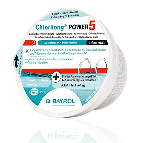 Bayrol Chlorilong Power 5 Bloc Mini Chlorine Tablets 12 oz Continuous Disinfectant