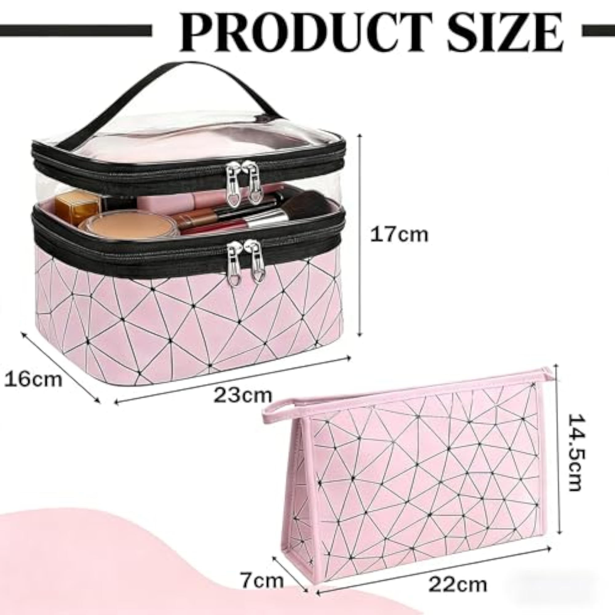 2Pcs Large Travel Makeup Bag Set, Waterproof Organizer