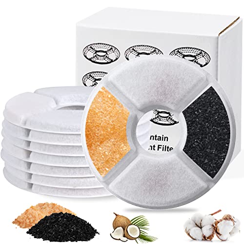 Xingsky 8 Piezas Filtros Fuente Gatos, Filtros de Repuesto para Mascotas, 1.6-2.4L Filtro de Carbón para Gatos, Filtro de Algodón, Filtro de Fuente para Gatos con Resina de Intercambio Iónico Cover
