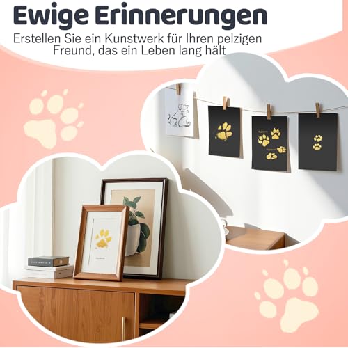 Nabance Pfotenabdruck set Hund Katze Mit Schwammkopf Gold 75ml Ungiftig und Abwaschbar Hundepfoten Abdruck Baby Abdruckset Geschenke für Haustiere Herstellung von Fingerabdrücken für Haustiere