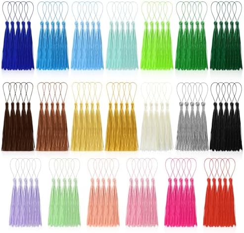 BOUBONI 100 Pcs Bookmark Tassels Bulk 20 Colors Soft Craft Silky ...