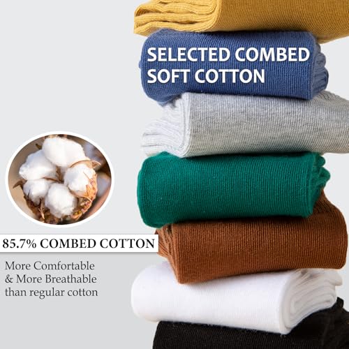 Josnown Crew Socks for Women, Thin Cotton Casual Soft Aesthetic Womens Socks 5 Pairs2