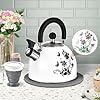 ARC Stainless Steel Whistling Tea Kettle, Magic Color Changing Design 2-Quart Stovetop Kettle Whistle White Teapot with Folding Cup & Trivet Mat