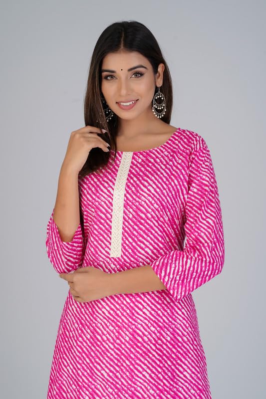 Image of Lehriya Lining Print Cotton Kurta | Elegant and Trendy Women's Ethnic Wear Kurti Kurti for Women