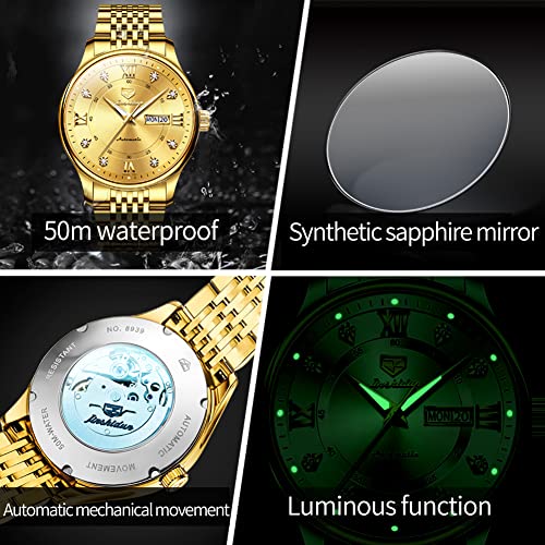 Image of OLEVS Automatic Mens Watches Self Winding Mechanical Business Luxury Dress Wrist Watch Stainless Steel Waterproof Luminous Day Date