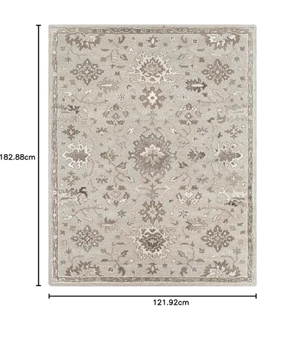 Image of 4x6 Ft Wool Tufted Rug - Compact Handcrafted Carpet for Small Living Rooms, Bedrooms & Study Areas
