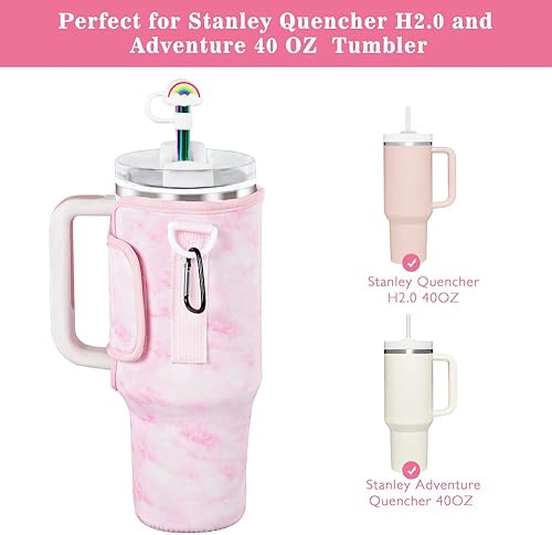 Miniatura 2 de Bolsa de transporte 3 en 1 para botella de agua con bolsillo para vasos Stanley de 40 onzas, soporte para botella de agua con correa para accesorios