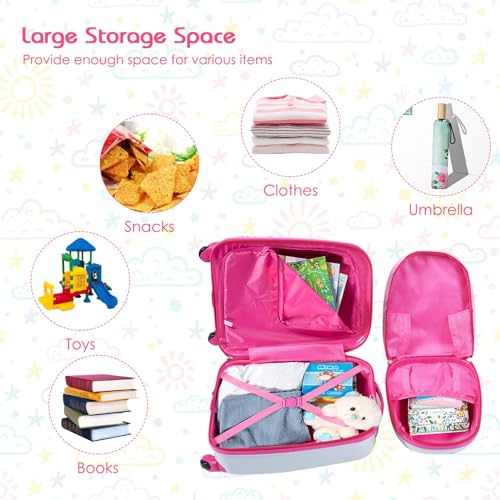 KOTEK Kids Carry On Luggage Set, 16" Hardside Rolling Suitcase with Spinner Wheels, Travel Rolling Luggage for Boys Girls (Owl)2