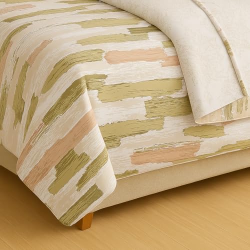 Image of Signature Reversible Super Soft Double Bed Comforter /Quilt Set 350 GSM - 88x90 inches | King Size Fitted Elastic Bed Sheet with 2 Pillow Covers | All-Season Ultra Cozy Bedding Set (Sahara Mist)