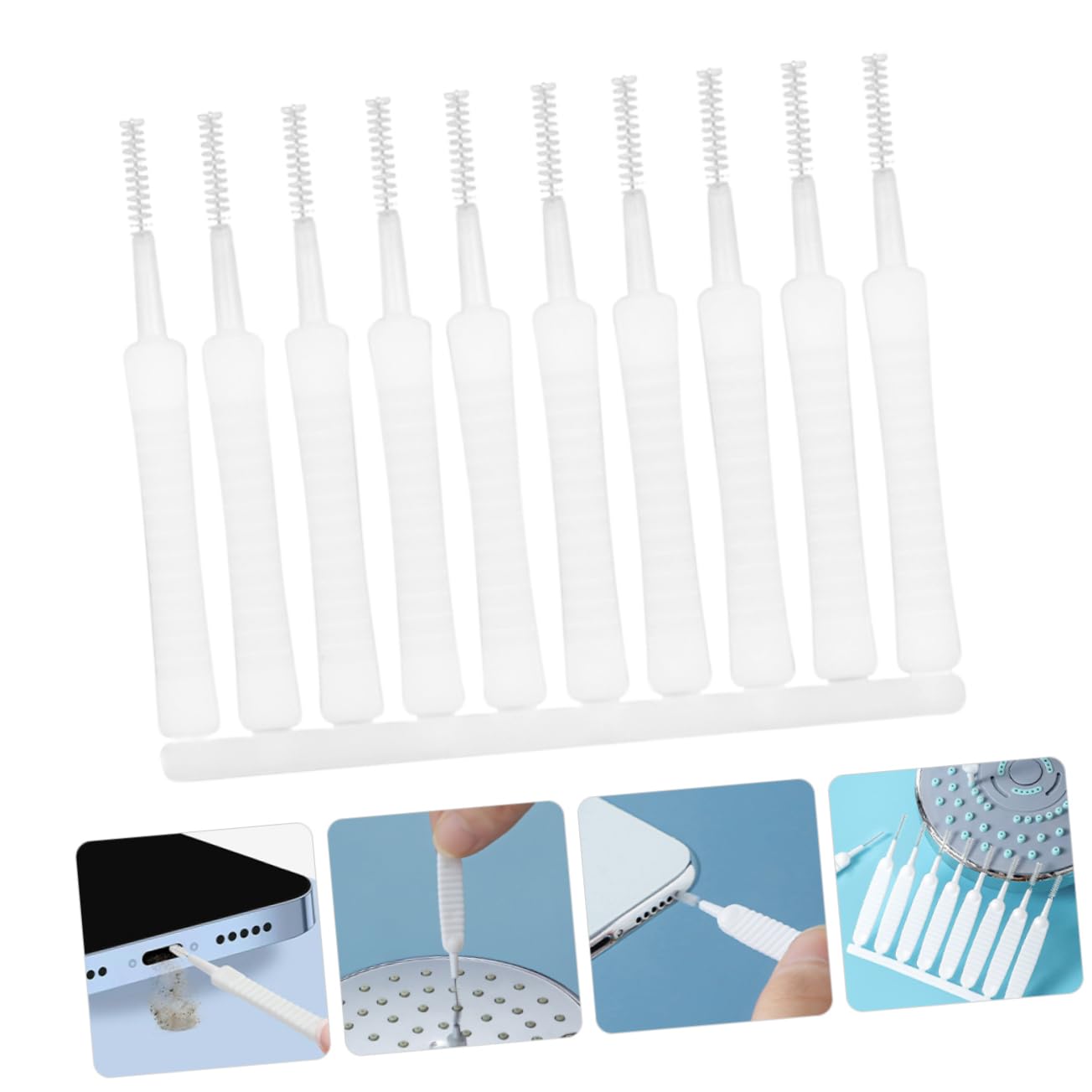 HOMOCONO 5sets Unique Design Shower Head Cleaning Brush Easy to Use for Daily Cleaning 50pcs*5