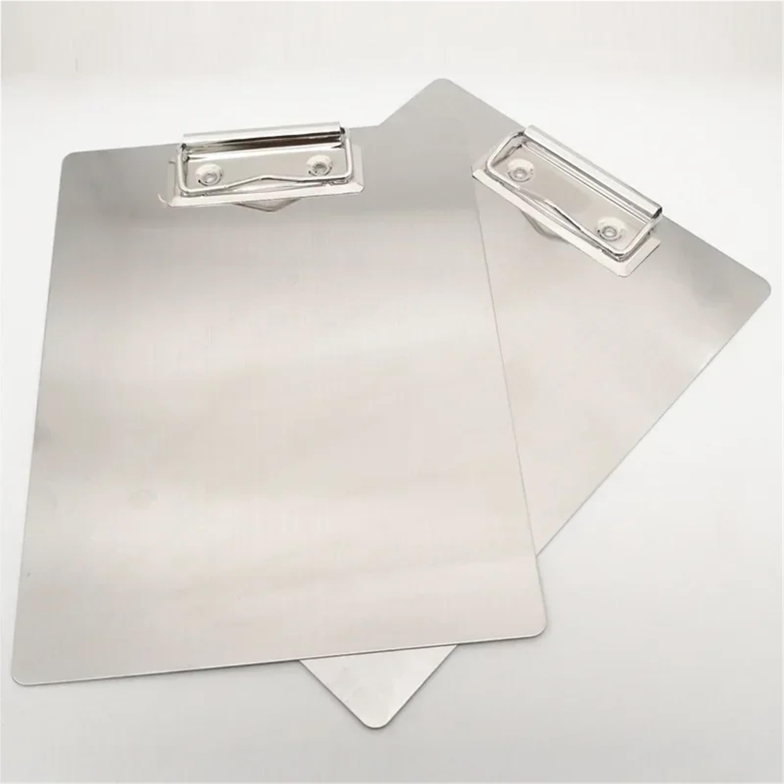 2 stücke Clip Bord Edelstahl Schreiben Pad Ordner Papier Büro Liefert Organizer Zwischenablage Lagerung Box Dokument Halter Fürs Büro(A4)