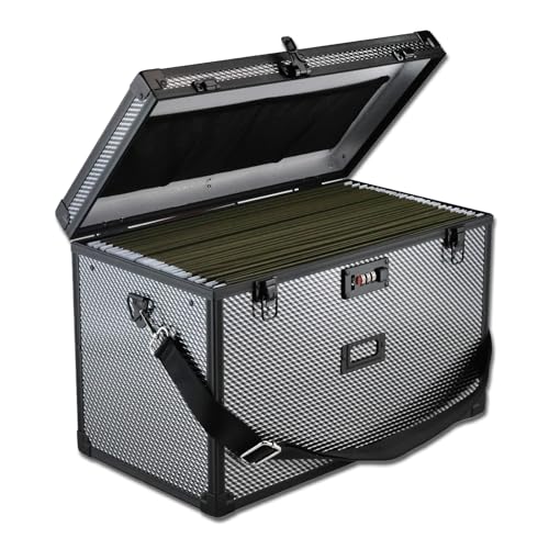 Pogianhae File Storage Cabinet File Organizer Document Organizer File Box in Office and Home with Combination Lock with 20 Legal Size Hanging Files (Diamond Black)