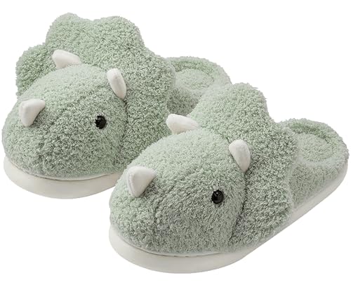 Unisex Dinosaur Plush House Slippers - Soft Indoor & Outdoor Fuzzy Winter Slippers