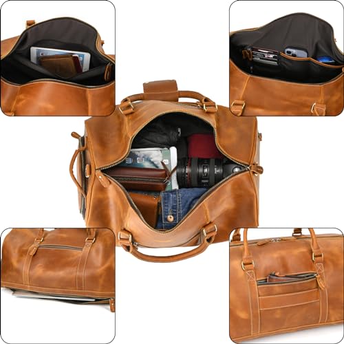 Leather Duffel Bags for Men and Women Full Grain Leather Travel Overnight Weekend Leather Bags Sports Gym Duffel3