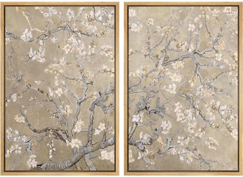 MUDECOR Framed Canvas Print Wall Art Blossoming Almond Tree Elegant