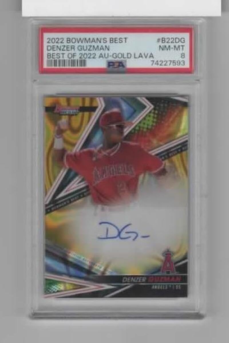 2022 Bowman's Best Gold Lava Refractor Autograph #B22-DG Denzer Guzman RC Rookie AUTO 62/75 MLB Baseball Trading Card Graded (PSA 8 NM-MT) Los Angeles Angels