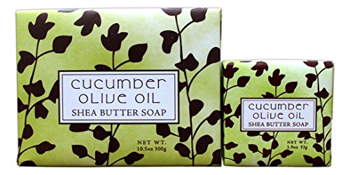 Bundle of 2 Greenwich Bay Trading Co. Soaps - 10.5oz Bar and Matching 1.9oz Mini Soap (Cucumber Olive Oil)
