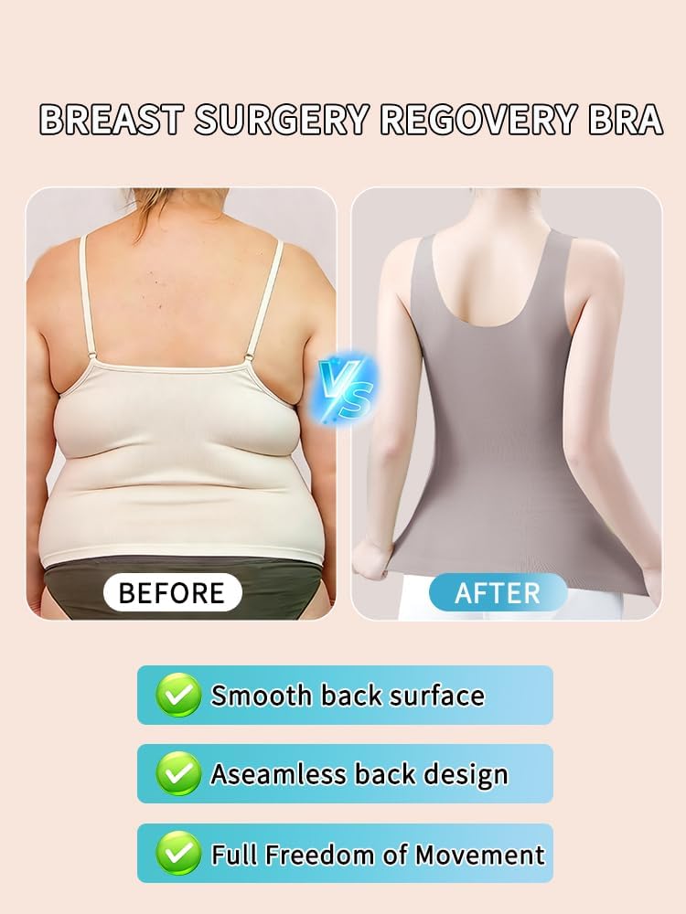 Seamless Bra for Women After Mastectomy, with a Pair of Built-in Breast Pads and Special Pockets for Breast prostheses