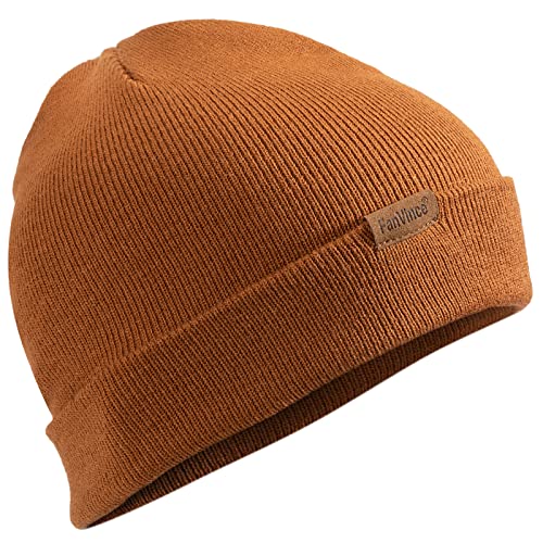 FanVince Mütze Damen Wintermütze Herren Beanie: Jäger Geschenke Haube Wollmütze Strickmütze Winter Braun