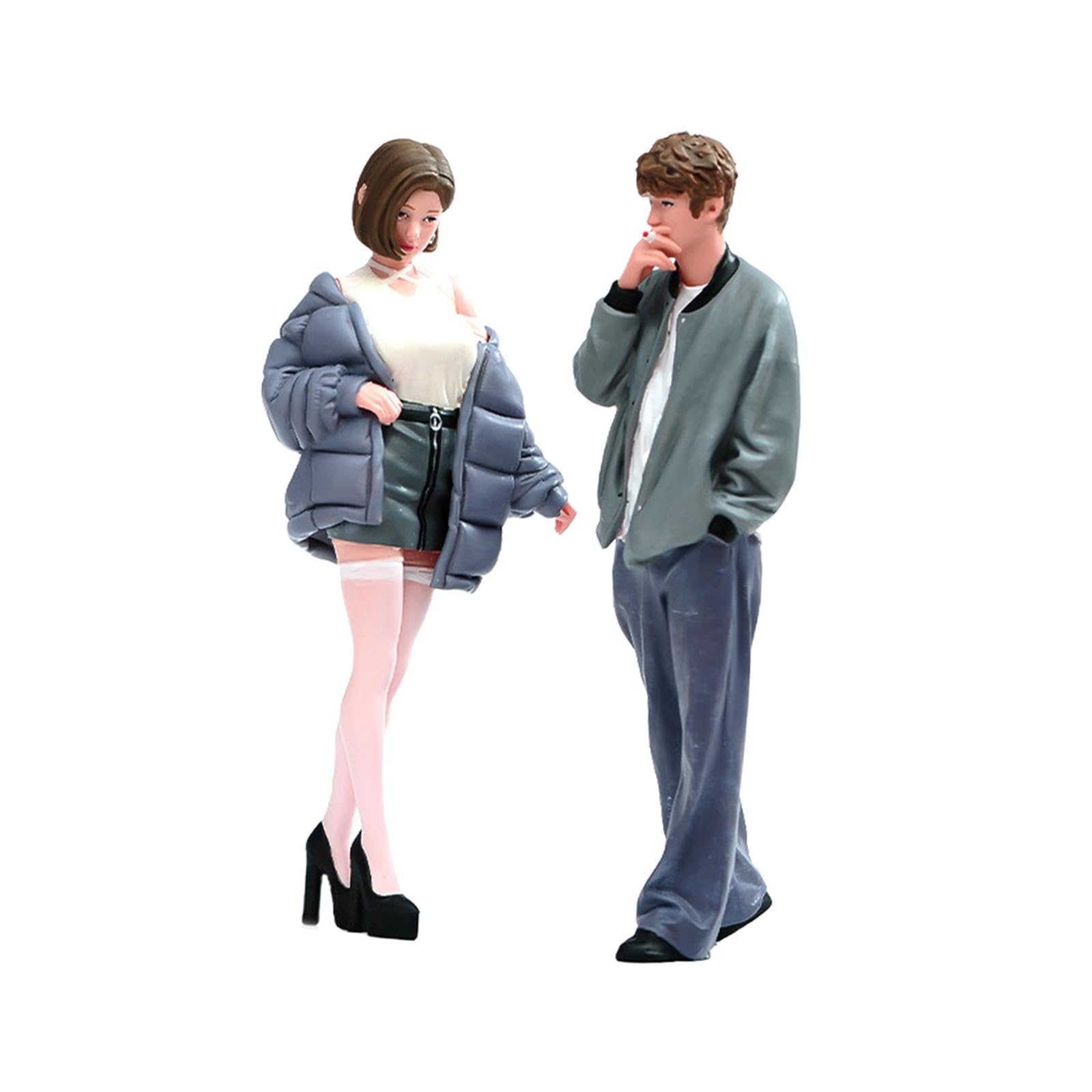 Statuette in Resina di Un Bambino E Una Bambina in 1:24, Ideali per Plastici Ferroviari E Decorazioni da Scrivania.