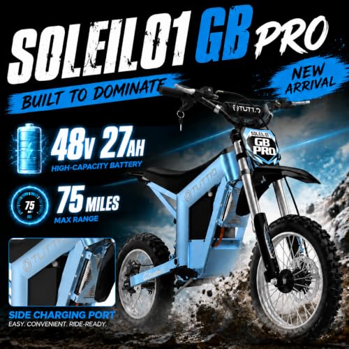 Image of Tuttio Soleil01 Electric Dirt Bike, 40MPH E Dirt Bike for Adults Teens | 40-45MPH, 48V 21AH Battery 45Miles, 14 inch /12 inch Fat Tire , Full Hydraulic Brakes and Suspensions Mountain Off-Road E Dirt Bike