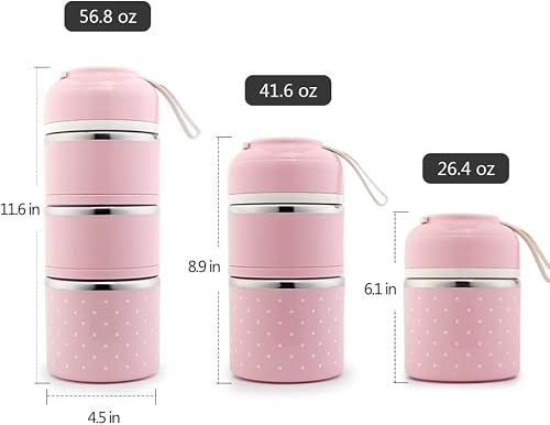 Tilemiun Stackable Bento Lunch Box,Stainless Steel Lunch Containers With Lunch Bag & Utensil,Portable Food Storage Containers For Adults Picnic (Pink) #TOP5