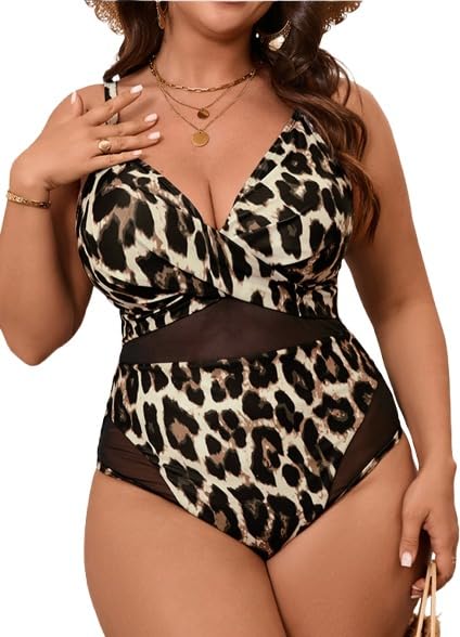 plus curvves Leopard Animal Print One Piece Swimsuit-picture-40