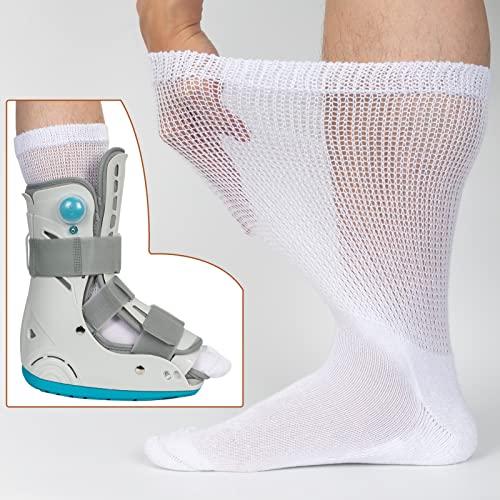 Extra Wide Mid Calves Socks Walking Boot Replacement Socks Medical Liner For Orthopedic Brace Shoe Under Air Cam Walkers&Fracture Boot Casts #TOP3
