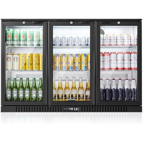 BODEGA BODEGACOOLER Commercial Bar Cooler With 3 Glass Doors,11.4 Cu.Ft Under Counter Beverage Refrigerator,Back Bar Refrigerator,Commercial Display Drink Fridge,LED Lighting Beer Wine Soda