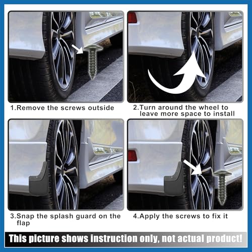 Image of Mud Flaps Splash Guard No-Drill Mudguards Wheels Protection Set Fit for GMC Sierra 1500 with Hardware - Pack of 16 Black Item Replacement