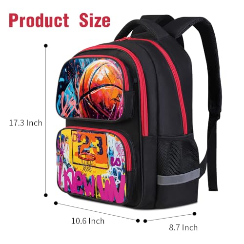School Backpack for Boys, Basketball Backpack for Kid Backpack Suitable for 6-18 Kid, for Children Teens Elementary Middle School Bookbag Travel Back.4