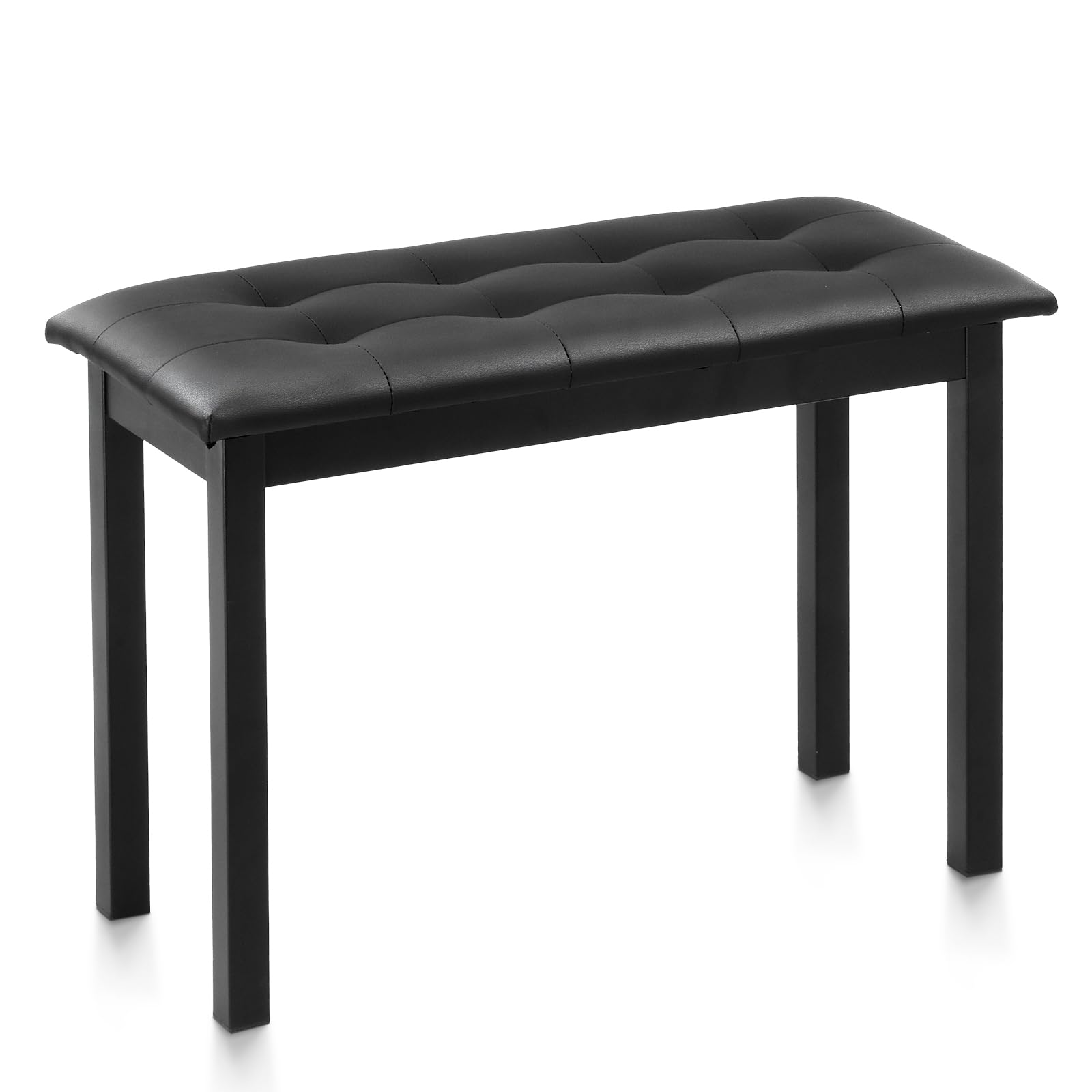 LEADZM Pianobank, Klavierhocker mit PU-Lederkissen und Eisenbeinen, Integrierter Stauraum, Maximale Tragkraft: 200 kg, 70x30x43, Schwarz