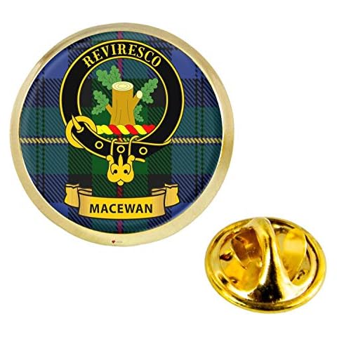 MacEwan Scottish Clan Crest Lapel Pin Badge in Gold Colour Product Of Scotland Cover