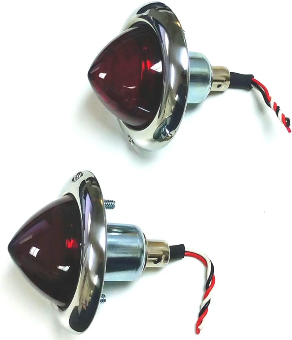 (2) Custom Baby Bullet Tail Lights - Stop/Turn/Tail - Red/Red - Hot Rat Street Rod