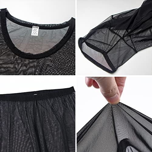 YINYOUYU Mens See Through Pajamas Set Sexy Mesh Sheer Muscle T Shirt Lounge Pants Underwear Sleepwear Clubwear4