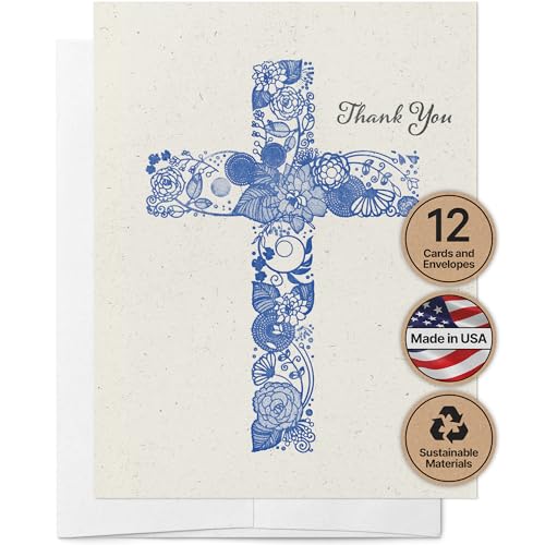 Image of Twigs Paper Christian Cross Thank You Cards, 12 Blank Note Cards