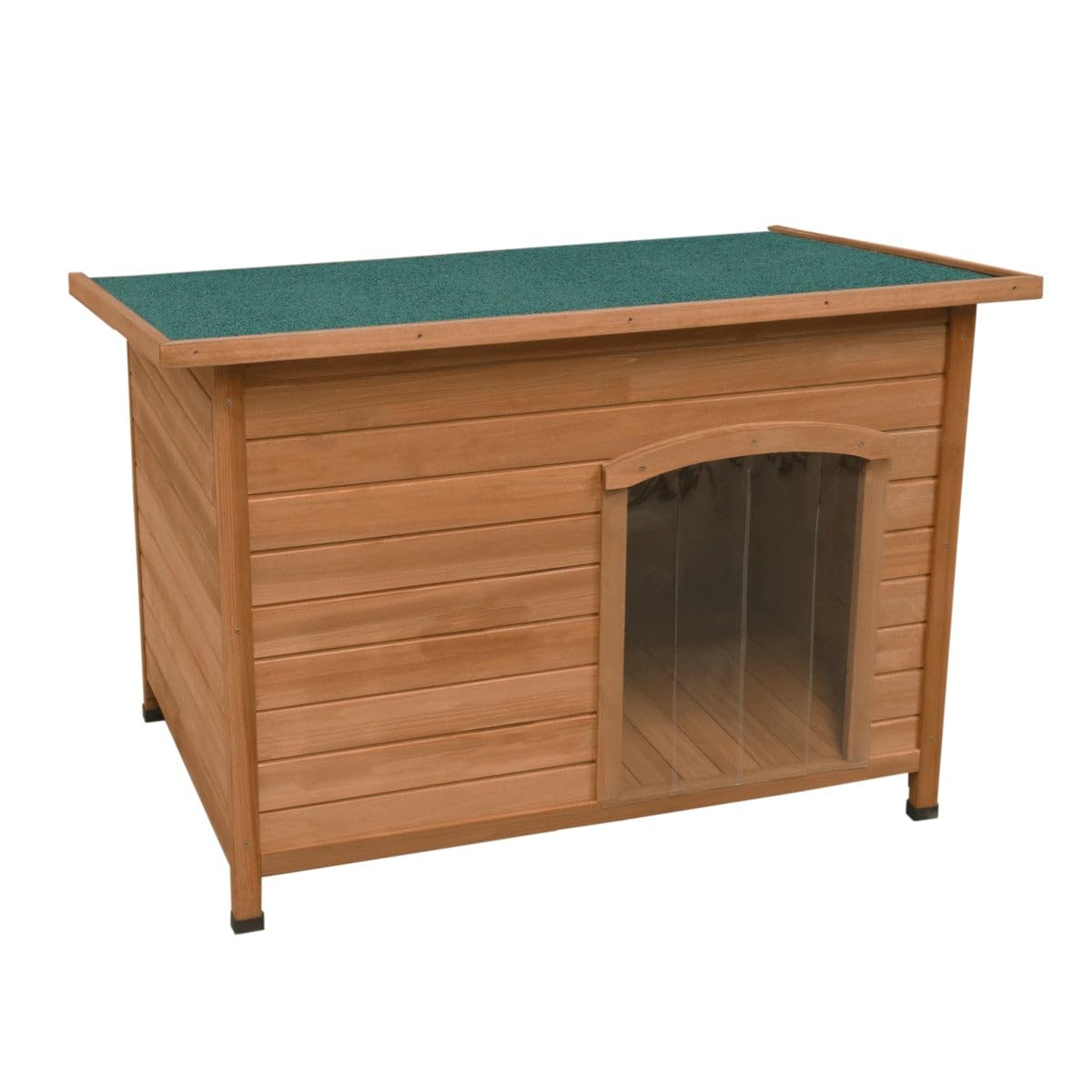 Perrera de Madera Mediana para Perros Exterior e Interior con Techo Impermeable, Base Elevada 5 cm y Ventilación – Caseta de Abeto Resistente a la Intemperie con Puerta – Marrón