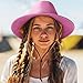 DRESHOW Womens Summer Straw Sun Hat Wide Brim Bucket Hats Fedora Hats Panama Beach Hat with Chin Strap UPF 50+