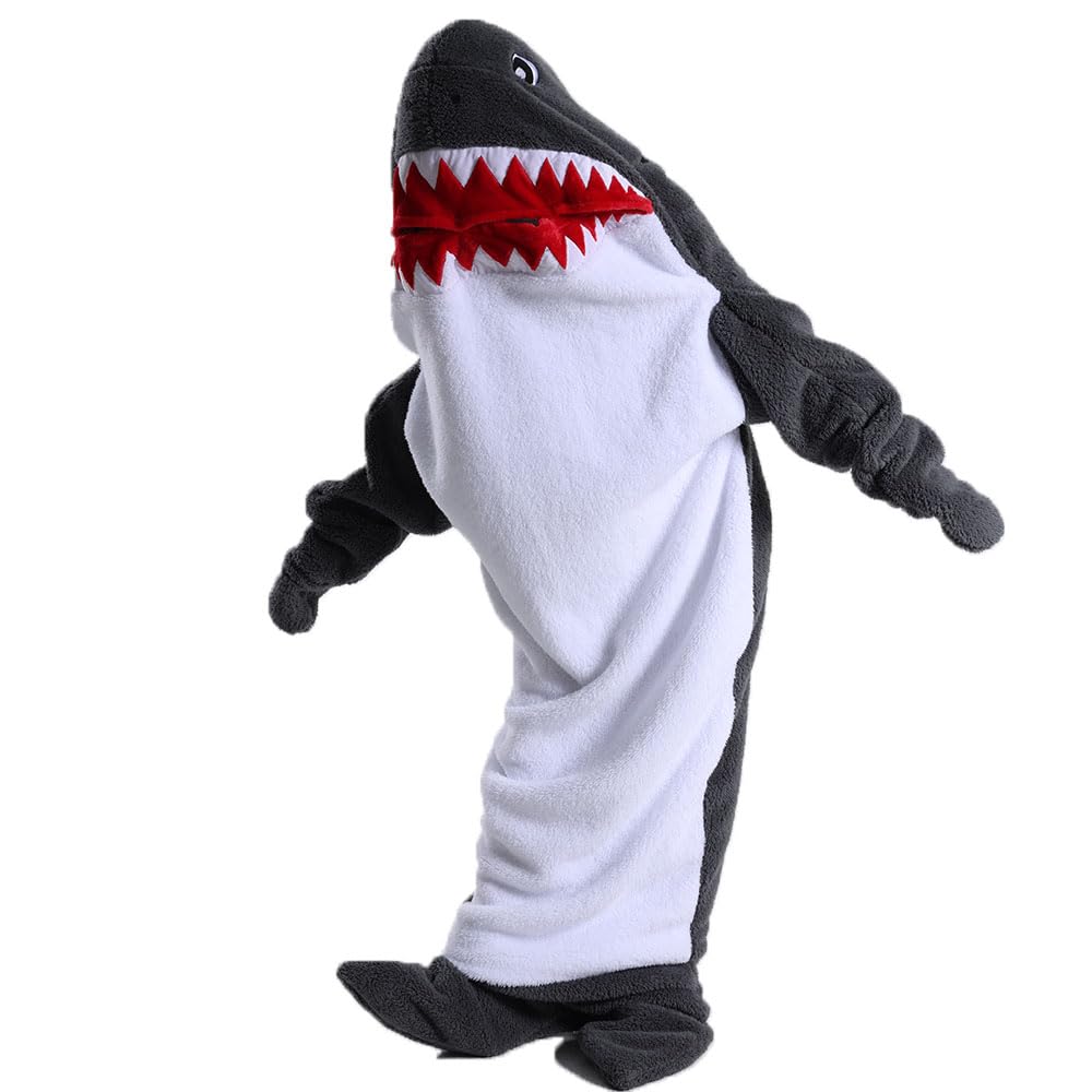 Couverture à capuche en forme de requin pour adultes, couverture super douce et confortable, sac de couchage, cosplay, couverture cadeau