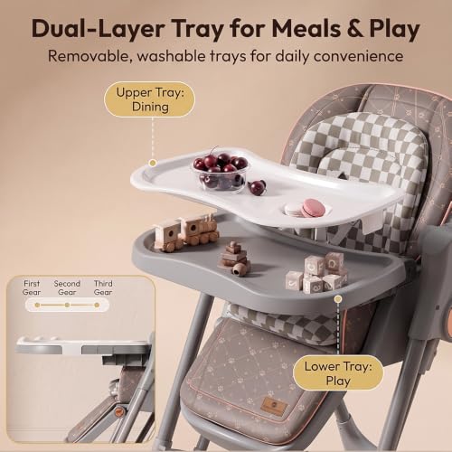 Image of StarAndDaisy Multifunctional Baby High Chair for Boy & Girl with Automatic Swing Cradle, Foldable Feeding Chair, Removable Dining Tray, Adjustable Backrest & Footrest for Infants & Toddler