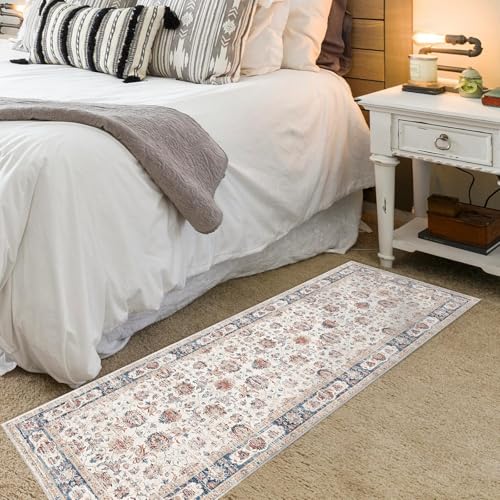 Hibate Tapis de Couloir Beige, Teintes Naturelles, Lavable 60 x 180 cm, Tapis Cuisine Antidérapant 5 mm, Effet Cachemire avec Dos en Caoutchouc TPR, Style Vintage – vue 5
