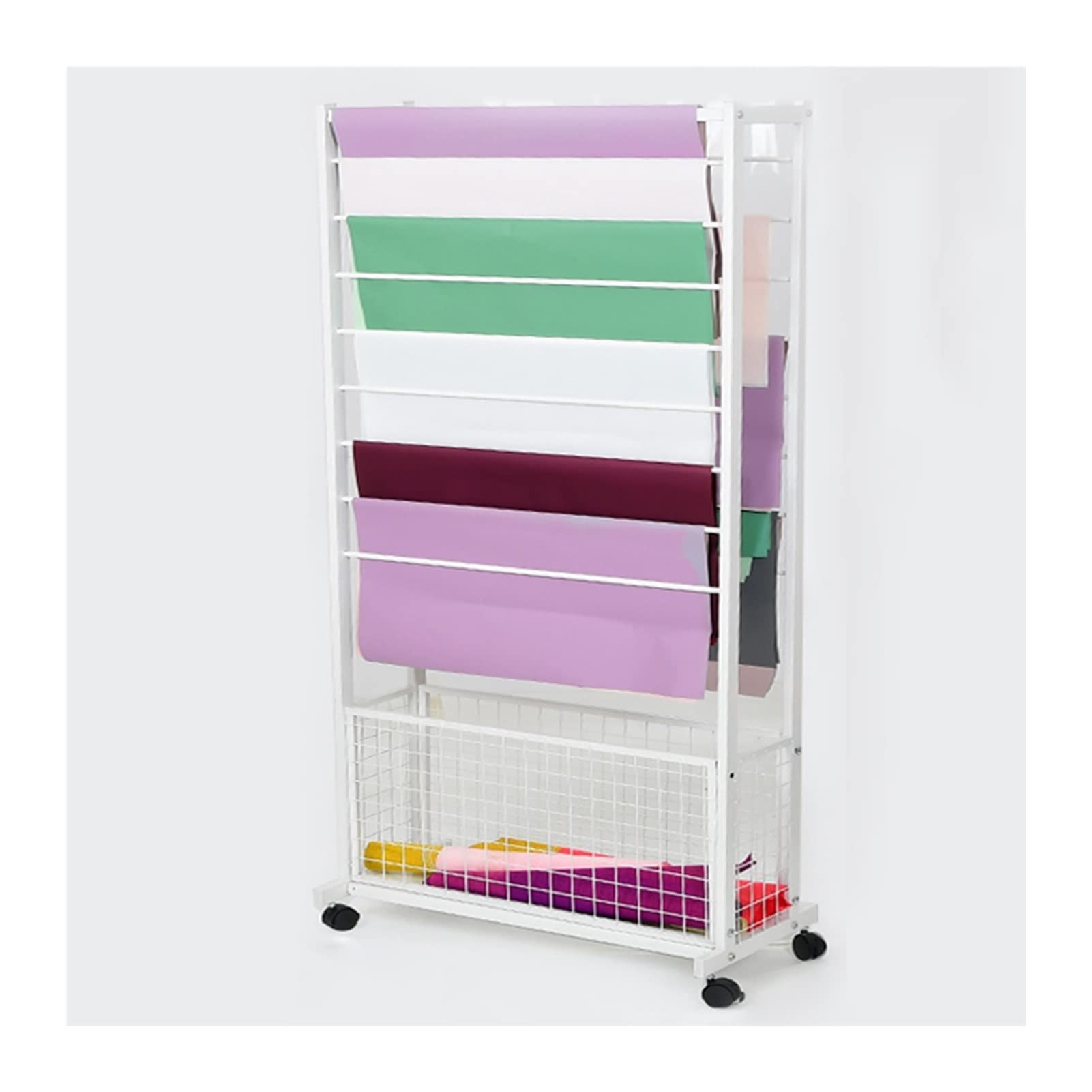 Support rangement papier cadeau 18 couches en métal blanc pour commerce de détail