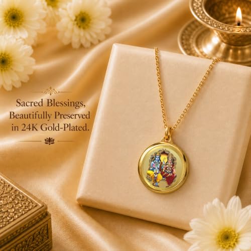 Image of DIVINITI 24K Gold Plated Double-Sided Religious Pendant with Premium Gift Box, Spiritual Locket for Men & Women, Devotional Jewellery for Gifting & Everyday Wear