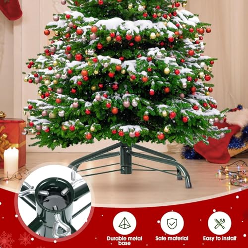 LATERN Foldable Christmas Tree Stand, 40CM Metal Christmas Tree Holder Replacement Xmas Tree Bracket Base with Thumb Screw Fit for 1.3CM - 3.2CM Tree Pole, 120CM - 180CM Artificial Tree (Dark Green)