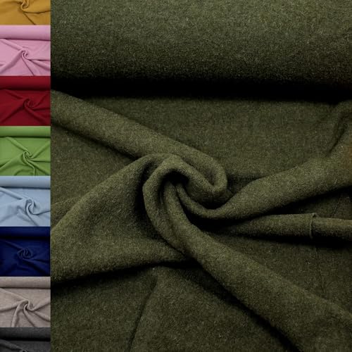 MAGAM-Stoffe Walkloden Wollstoff 100% Schurwolle Khaki Grün 50cm