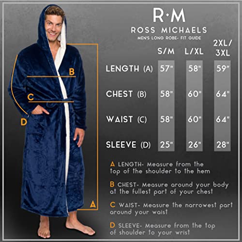 Men's Luxury Robe Hooded Big and Tall, Sherpa Lined Long Plush Bath Robe, Spa Bathrobe, Shawl Collar, Pockets, Gift for Men (Large/X-Large)3