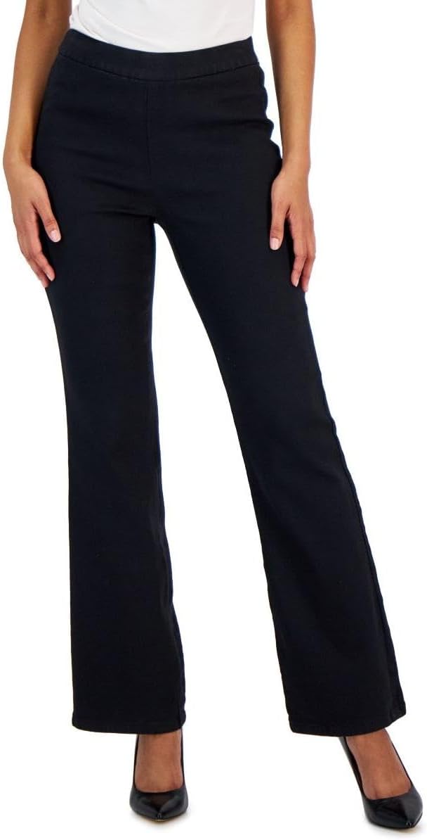 Anne Klein Womens High Rise Pull On Flared Pants Black 14
