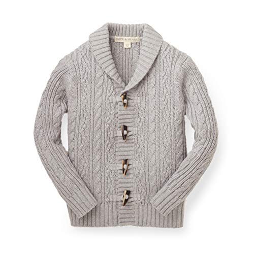 Hope & Henry Boys Grey Shawl Collar Cable Sweater #TOP4