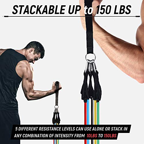 INTEY 13 PCS Resistance Bands with Handles Door Anchor, Exercise Bands up to 150lbs for Working Out, Muscle Building, Physical Therapy - Thumbnail 7